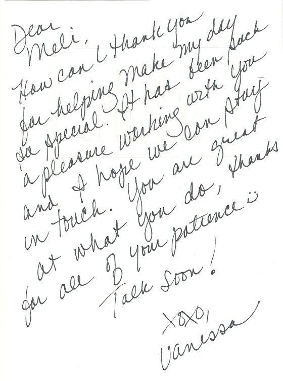 Vanessa V - Thank You Card