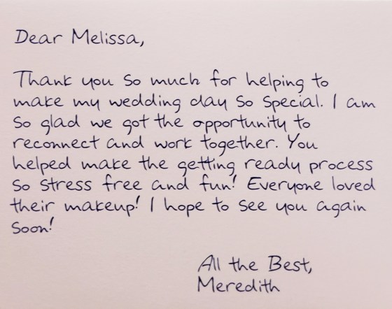 Meredith Thank You note